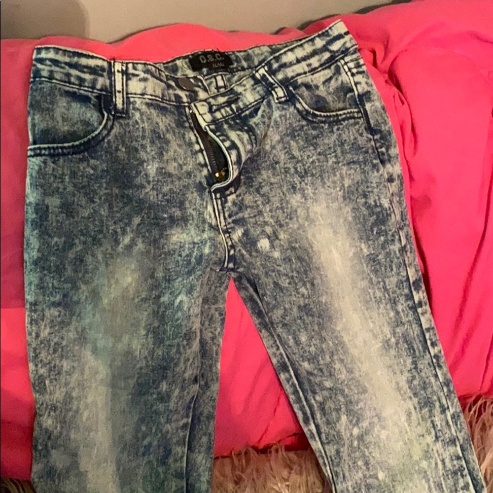 Bleached faded jeans